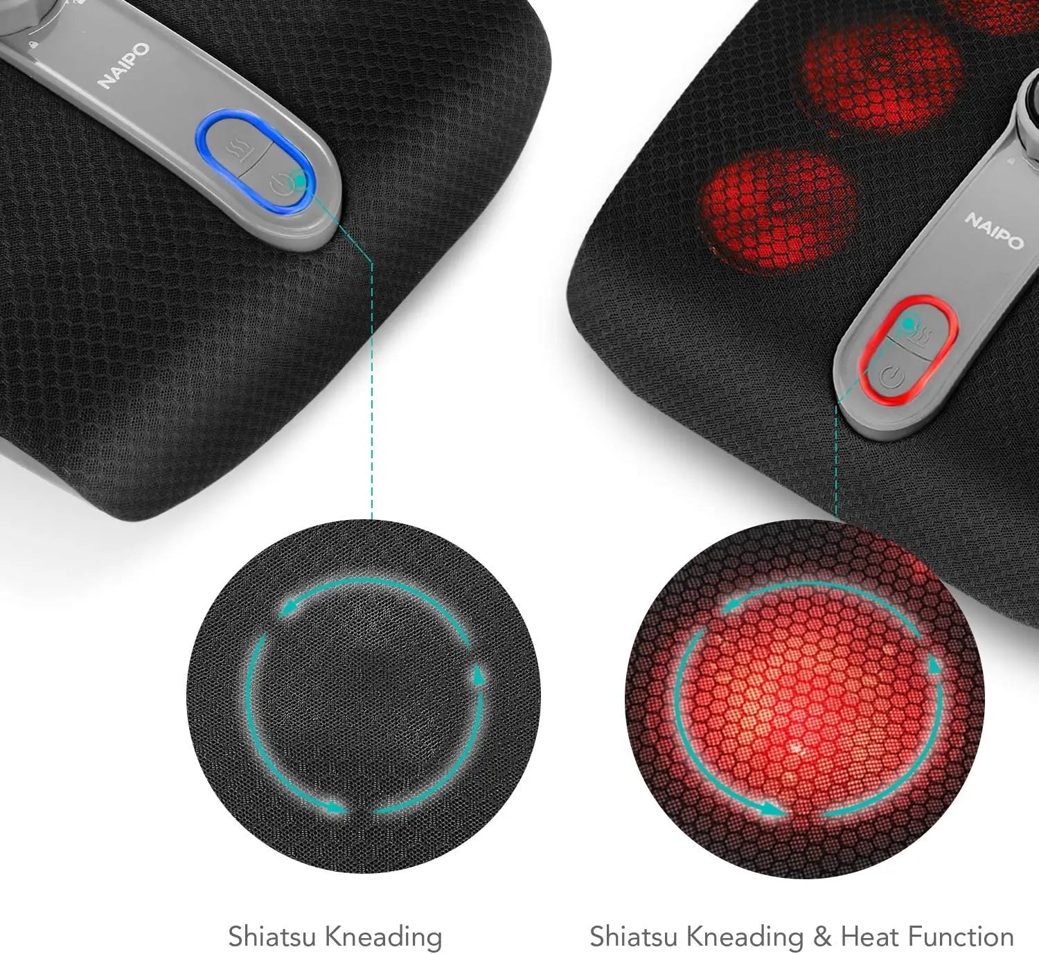 Naipo Fussmassagegerät Shiatsu Fußmassagegerät Elektrische Fussmassage it Wärmefunktion und 18 Massageknoten für Fußpflege für Zuhause Büro