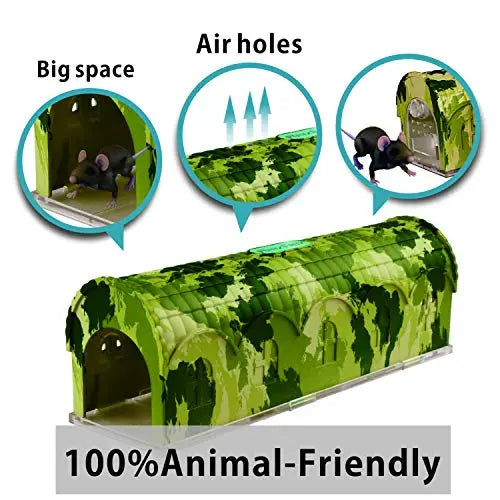 RatzFatz Premium Mausefalle, Lebendfalle Wiederverwendbar. Camouflage, Außen und Innen, Innovativer Mechanismus, Modell Rambo MBC-01