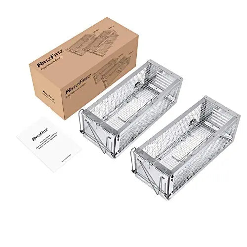 RatzFatz® 2x Lebendfalle Premium Mausefalle, Köder, Rattenfalle, Groß, XL, Profi, Garten & Haus, Tierfalle Set, ua Hasen & Hamster, Mehrfach, Lebend, Jagd, Käfig, Box, Aussen, Kastenfalle