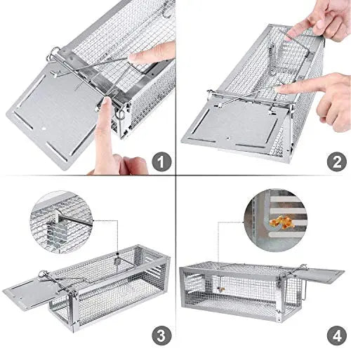 RatzFatz® 2x Lebendfalle Premium Mausefalle, Köder, Rattenfalle, Groß, XL, Profi, Garten & Haus, Tierfalle Set, ua Hasen & Hamster, Mehrfach, Lebend, Jagd, Käfig, Box, Aussen, Kastenfalle