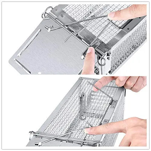 RatzFatz® XXL Lebendfalle Für Alle Kleintiere, Wiederverwendbar, Draußen & Drinnen, silber