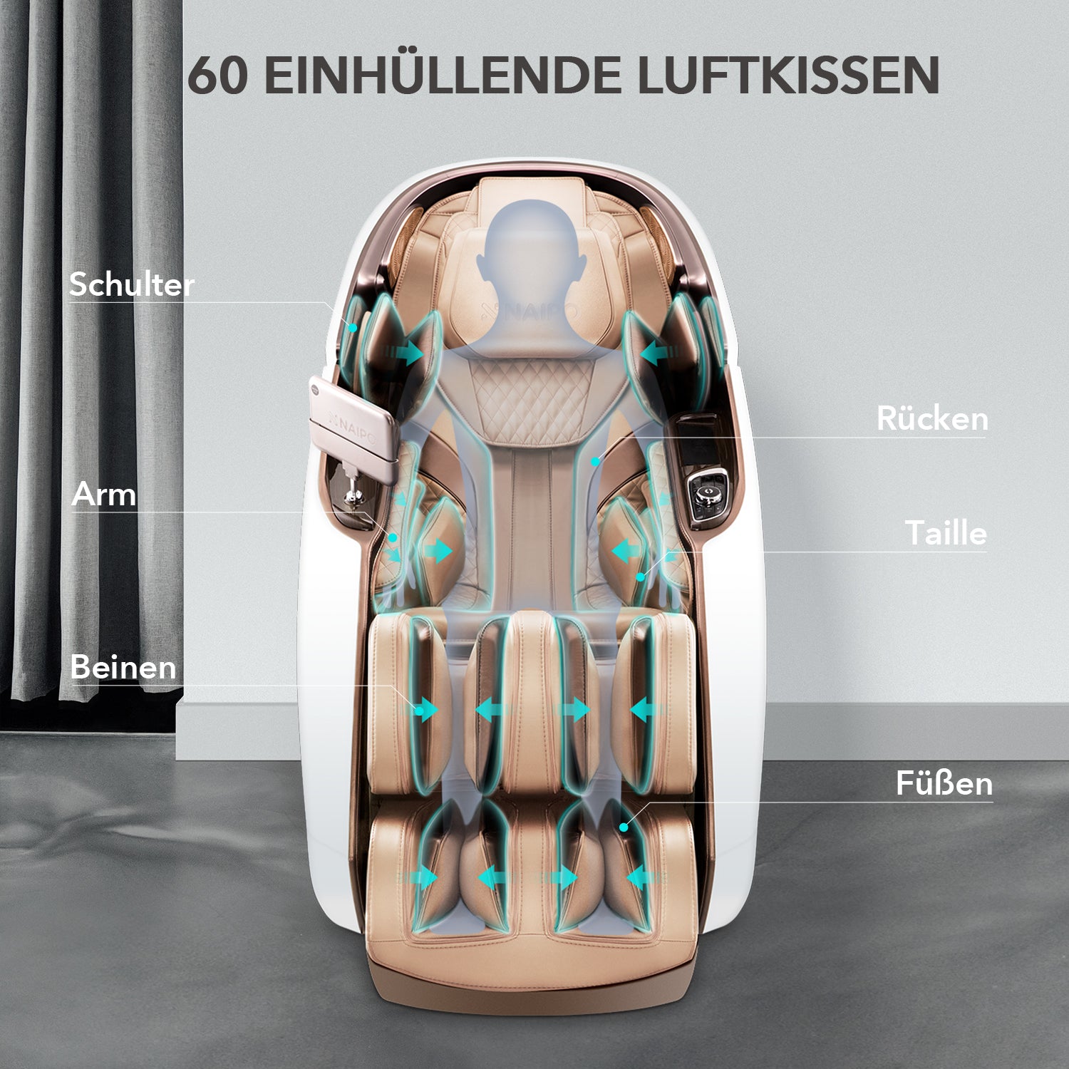 NAIPO 4D High-End Massage Chair, Space Capsule Design, Integrated Tablet, Used/Refurbished