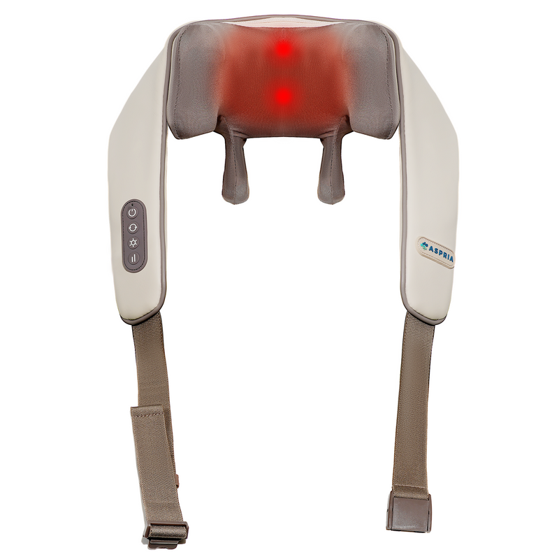 Aspria 5D Neck Shoulder Massager Rechargeable Deep Shiatsu Kneading Massage with Heat for Shoulder, Back, Leg, and Feet, Wireless Design, Portable, Ideal Present for Women Men Friends Family