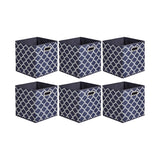 Alsterwell Folding Boxes - 6-Piece Set, Collapsible Non-Woven Fabric Storage Bins with Handles, 10.5 x 10.5 x 11 inches - Storage Baskets for Living Room, Bedroom and Kitchen, Denim Blue, Breathable (Pre-sell)