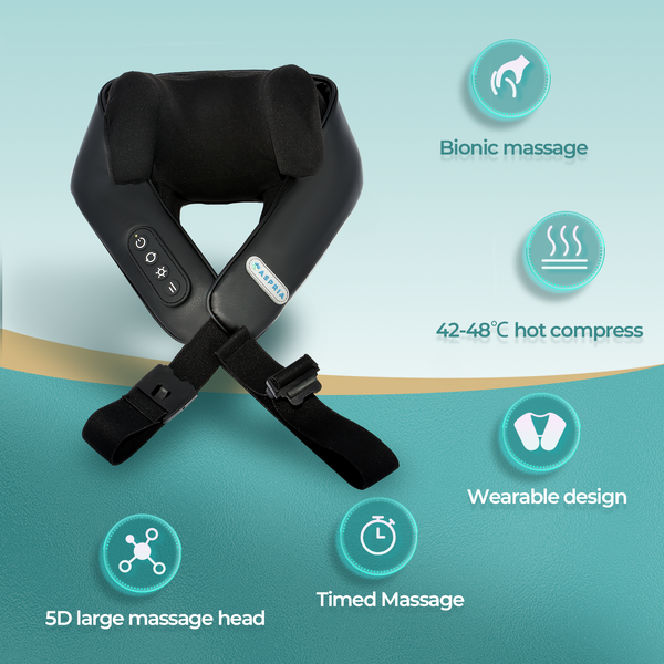 Aspria 5D Neck Shoulder Massager Rechargeable Deep Shiatsu Kneading Massage with Heat for Shoulder, Back, Leg, and Feet, Wireless Design, Portable, Ideal Present for Women Men Friends Family