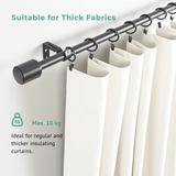 Alsterwell Curtain Rod, Adjustable from 72 to 144 Inches, Heavy Duty 22lb Capacity, 1 Inch diameter metal rod, Black - for Living Room, Bedroom, Kitchen, Office (Pre-sell)