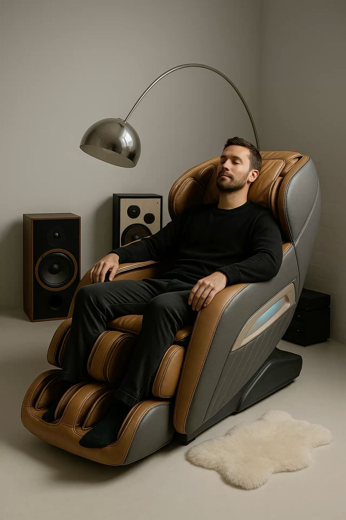 NAIPO® Premium Massagesessel mit Wärmefunktion, Zero Gravity Liegefunktion, Shiatsu, 3D Surround-Sound, Ganzkörpermassage, Körperscan, Ambient Light