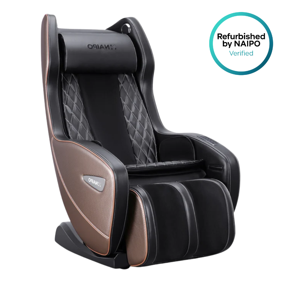 NAIPO Premium Massagesessel, Design-Award, Bluetooth, Liegefunktion, Space-Saving, Gebraucht/Generalüberholt