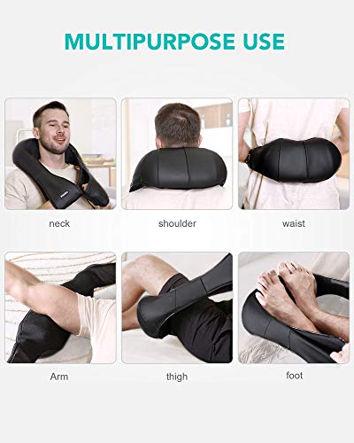 NAIPO Massagegerät Shiatsu, für Nacken Rücken Schulter, Infrarotwärme, kabelgebunden - Neustes Modell