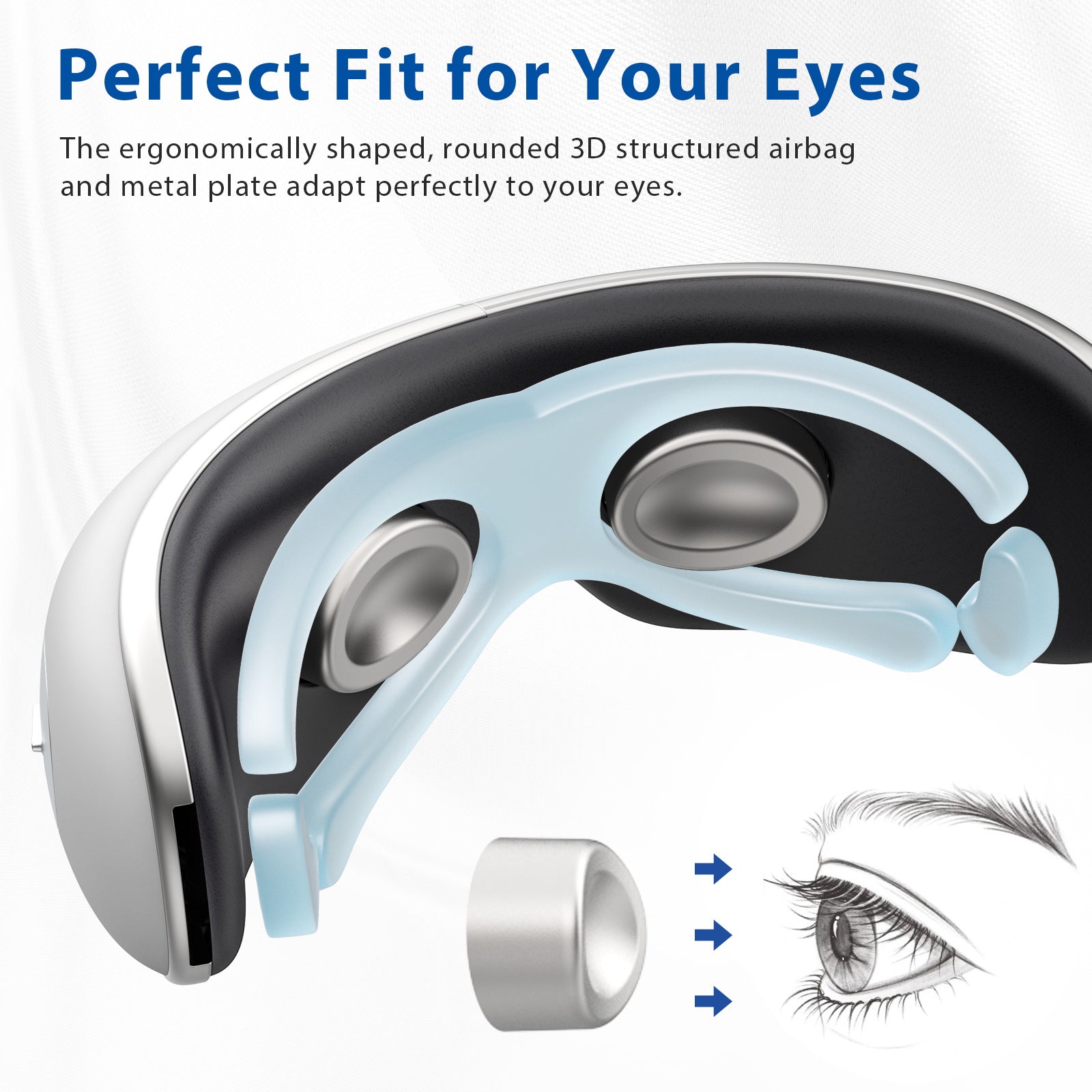 Aspria by NAIPO Augenmassagegerät - mit Wärme, dualer Heiß- und Kaltfunktion, Wiederaufladbar, Kompression Vibration, Massagesessel Erweiterung oder Standalone