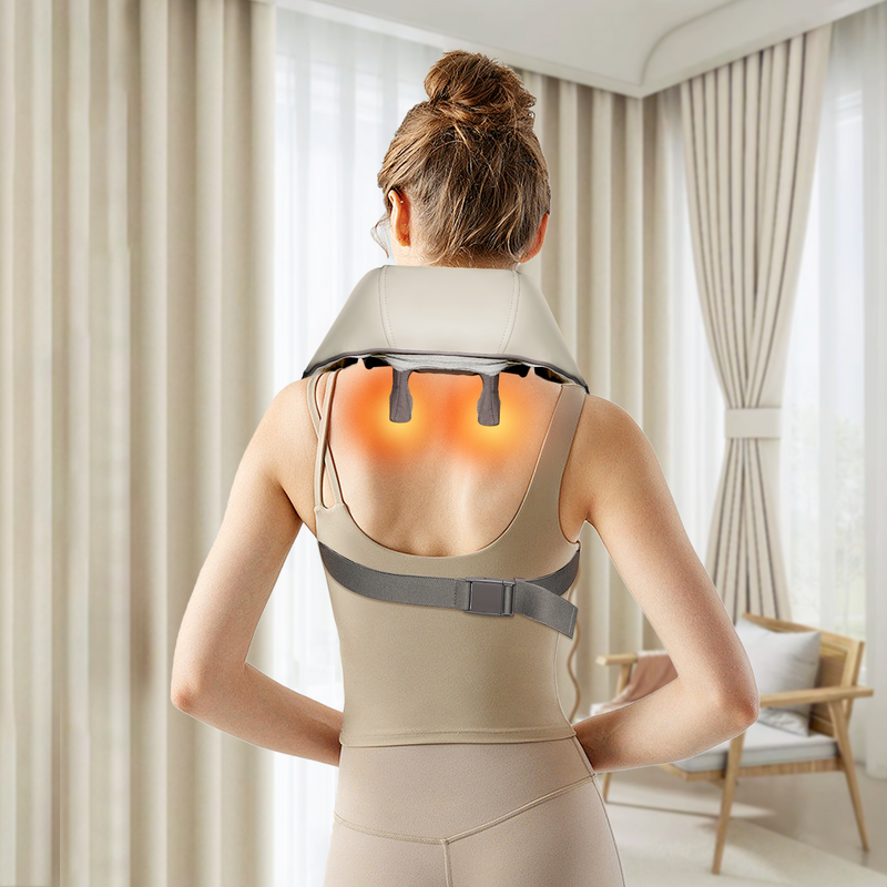 Aspria 5D Neck Shoulder Massager Rechargeable Deep Shiatsu Kneading Massage with Heat for Shoulder, Back, Leg, and Feet, Wireless Design, Portable, Ideal Present for Women Men Friends Family