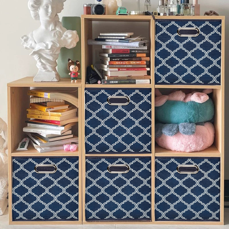 Alsterwell Folding Boxes - 6-Piece Set, Collapsible Non-Woven Fabric Storage Bins with Handles, 10.5 x 10.5 x 11 inches - Storage Baskets for Living Room, Bedroom and Kitchen, Denim Blue, Breathable (Pre-sell)