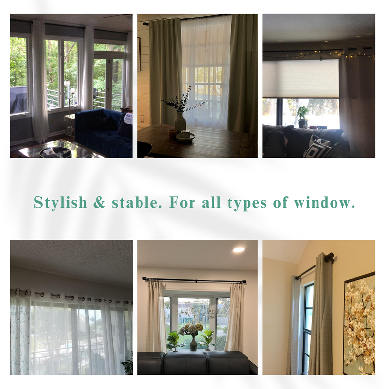 Alsterwell Curtain Rod, Adjustable from 72 to 144 Inches, Heavy Duty 22lb Capacity, 1 Inch diameter metal rod, Black - for Living Room, Bedroom, Kitchen, Office (Pre-sell)