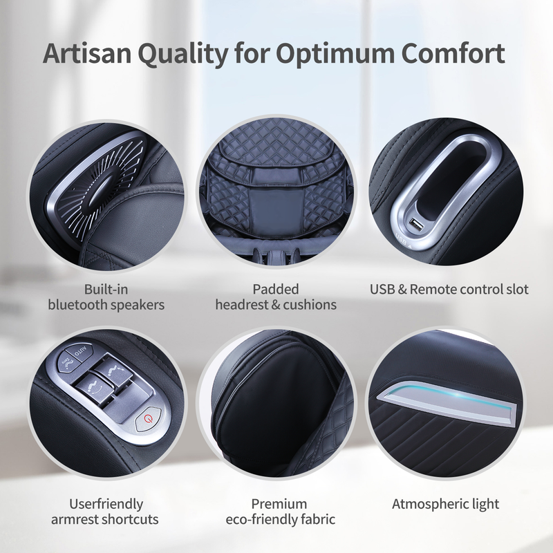 Shiatsu Zero Gravity Massage Chair, 3D Surround Sound Speakers, For Office/Shop/Salon/Hotel Use, Black