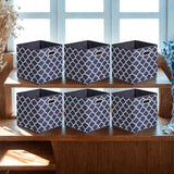 Alsterwell Folding Boxes - 6-Piece Set, Collapsible Non-Woven Fabric Storage Bins with Handles, 10.5 x 10.5 x 11 inches - Storage Baskets for Living Room, Bedroom and Kitchen, Denim Blue, Breathable (Pre-sell)