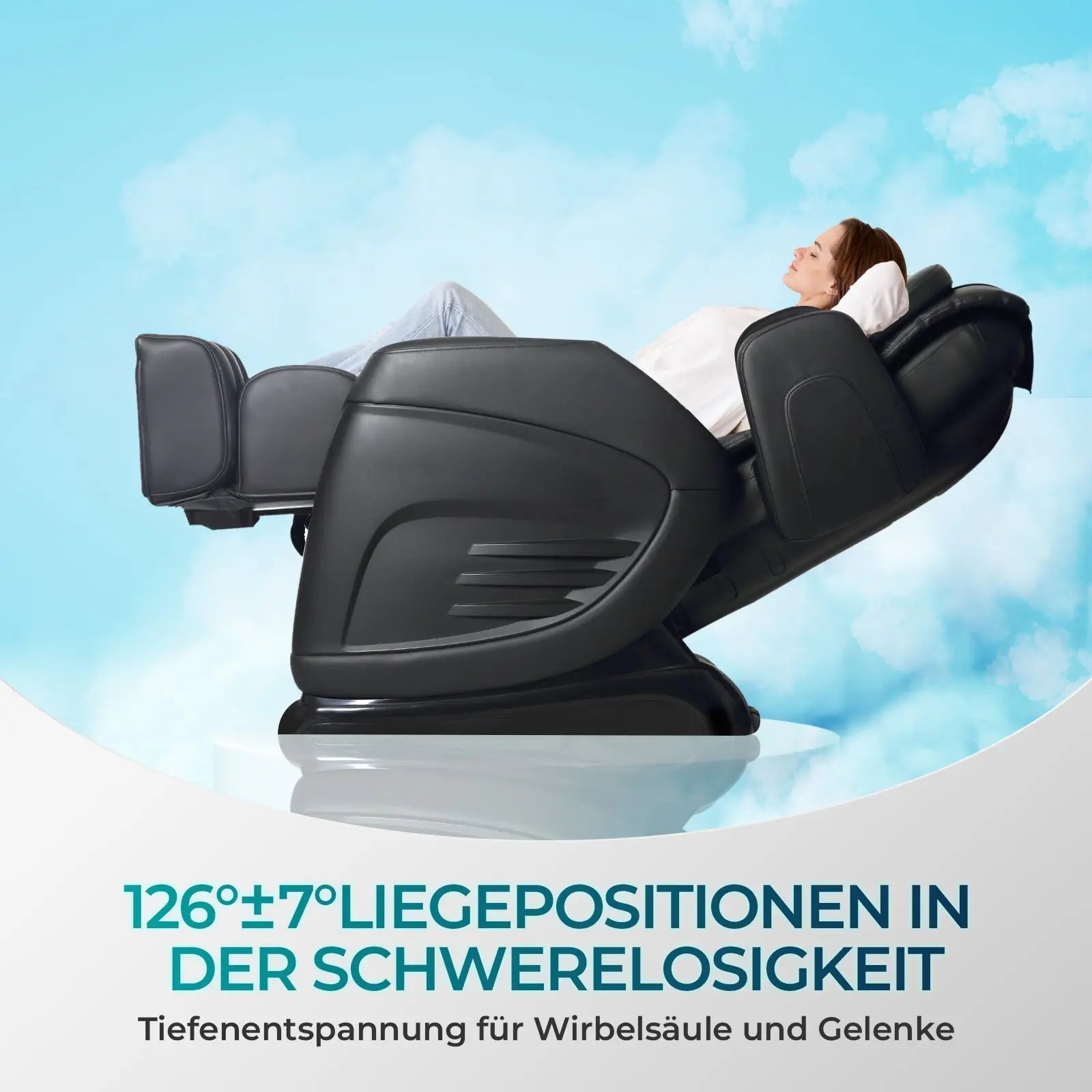 Aspria by NAIPO Massagesessel mit Liegefunktion "Classic-Comfort" Shiatsu mit Wärmefunktion, Zero-Gravity, Ganzkörpermassage, weiß-braun