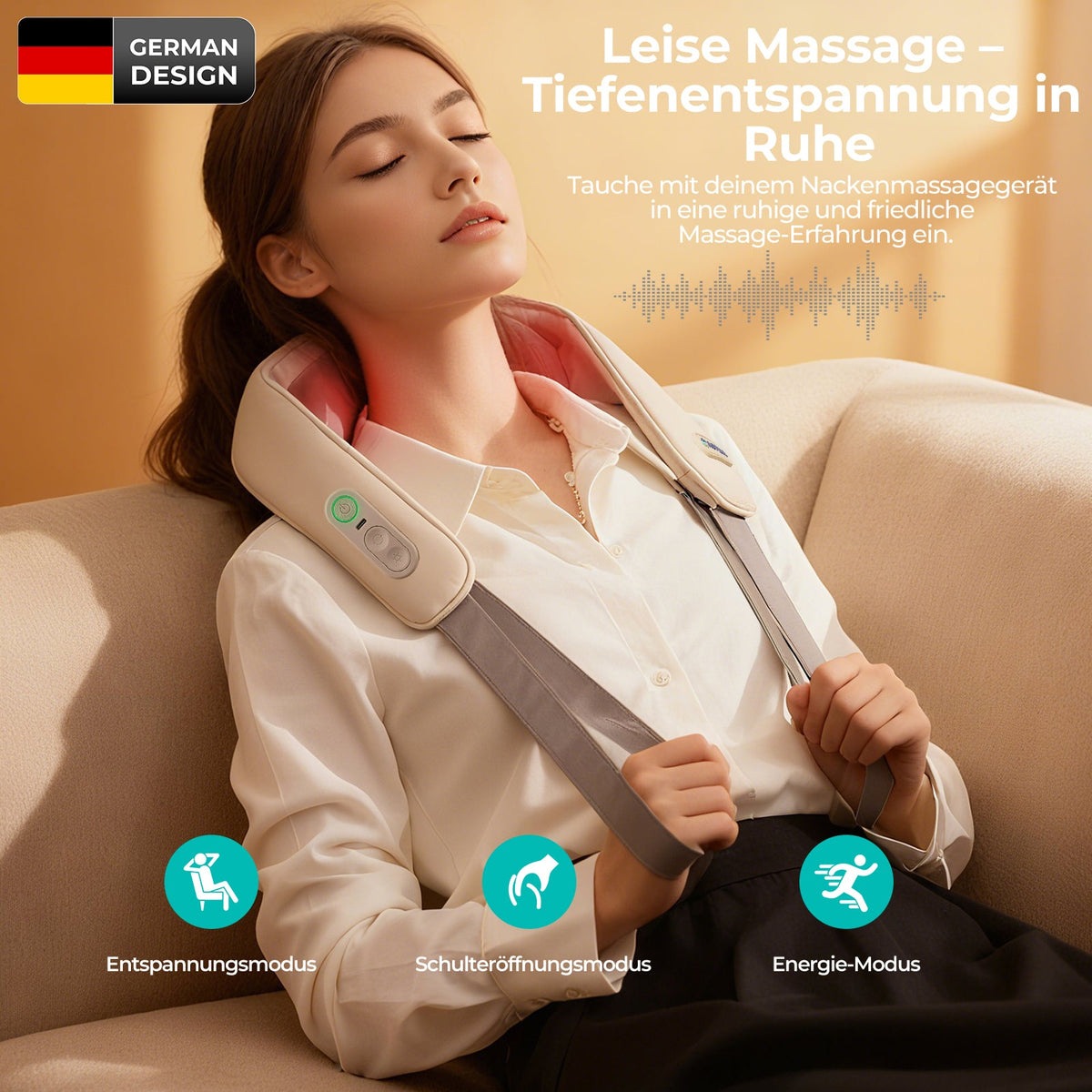Aspria Shiatsu Nackenmassagegerät mit Wärme – Elektrisches Massagegerät für Schulter und Rücken, Kabelloses Rückenmassagegerät mit Akku, Shiatsu Nackenmassage zur Entspannung, für Damen & Herren
