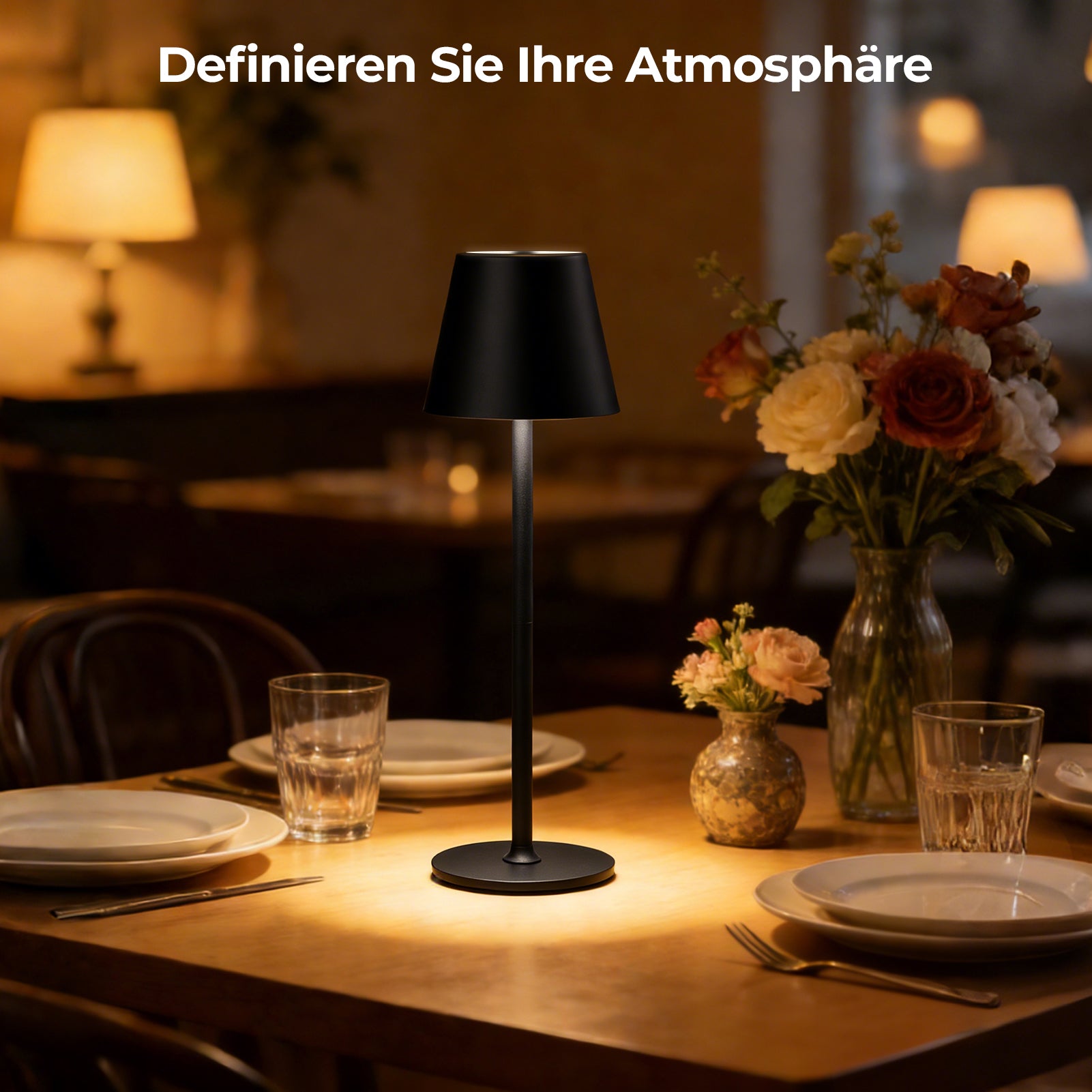 Rechargeable LED Table Lamp – Dimmable & Touch Control – 3 Color Temperature Modes – Height Adjustable – For Bedroom, Living Room, Office & Restaurant