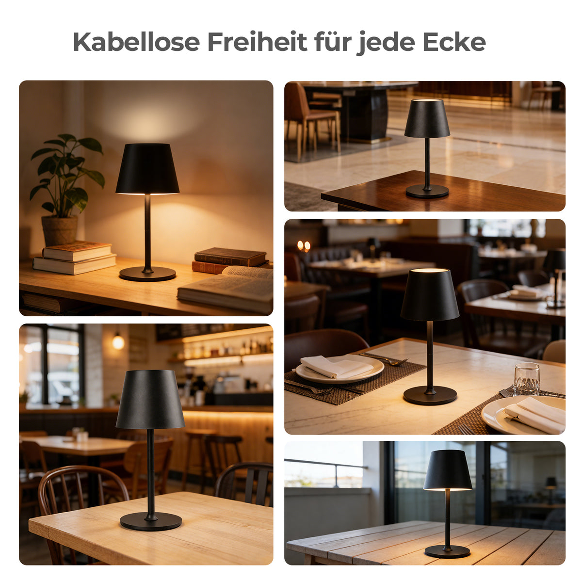 Rechargeable LED Table Lamp – Dimmable & Touch Control – 3 Color Temperature Modes – Height Adjustable – For Bedroom, Living Room, Office & Restaurant