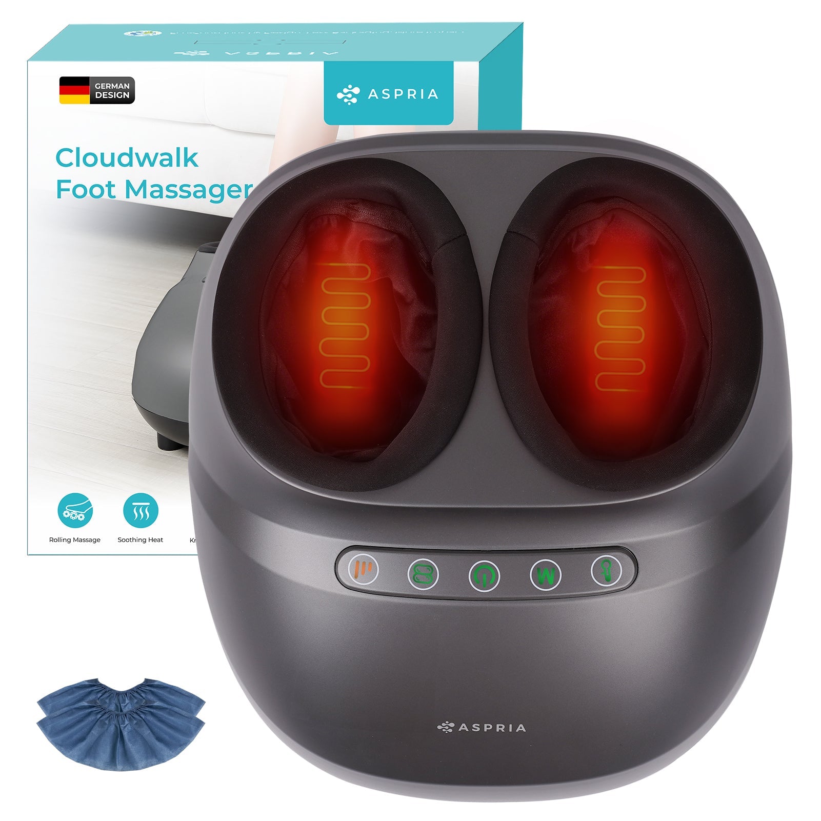 Aspria Cloudwalk Fußmassagegerät mit Wärmefunktion, Shiatsu Tiefkneten & 360° Luftkompression