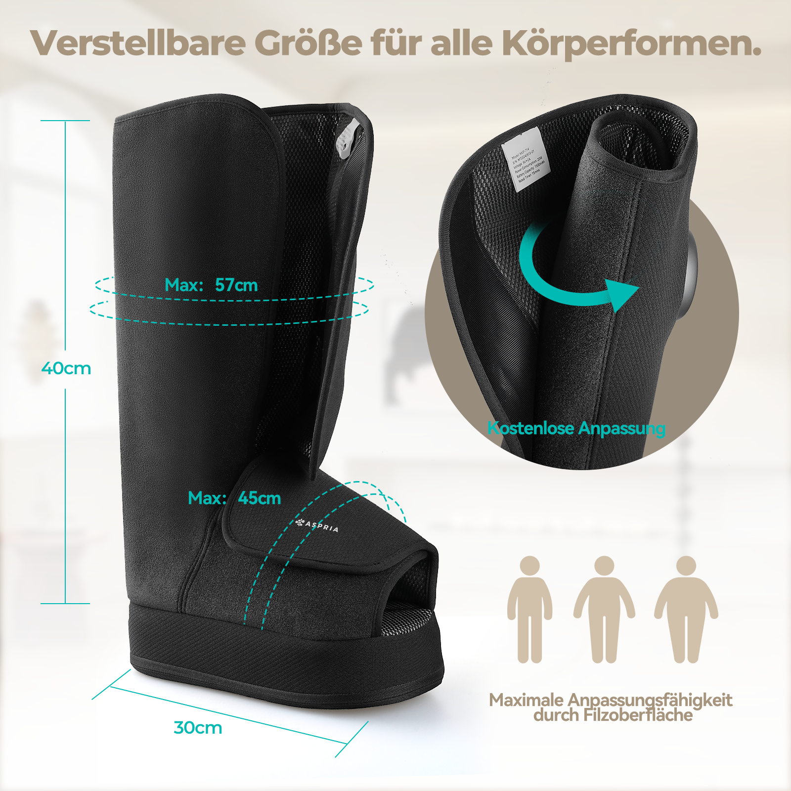 Aspria Cloudwalk Fußmassagegerät mit Wärmefunktion, Shiatsu Tiefkneten & 360° Luftkompression