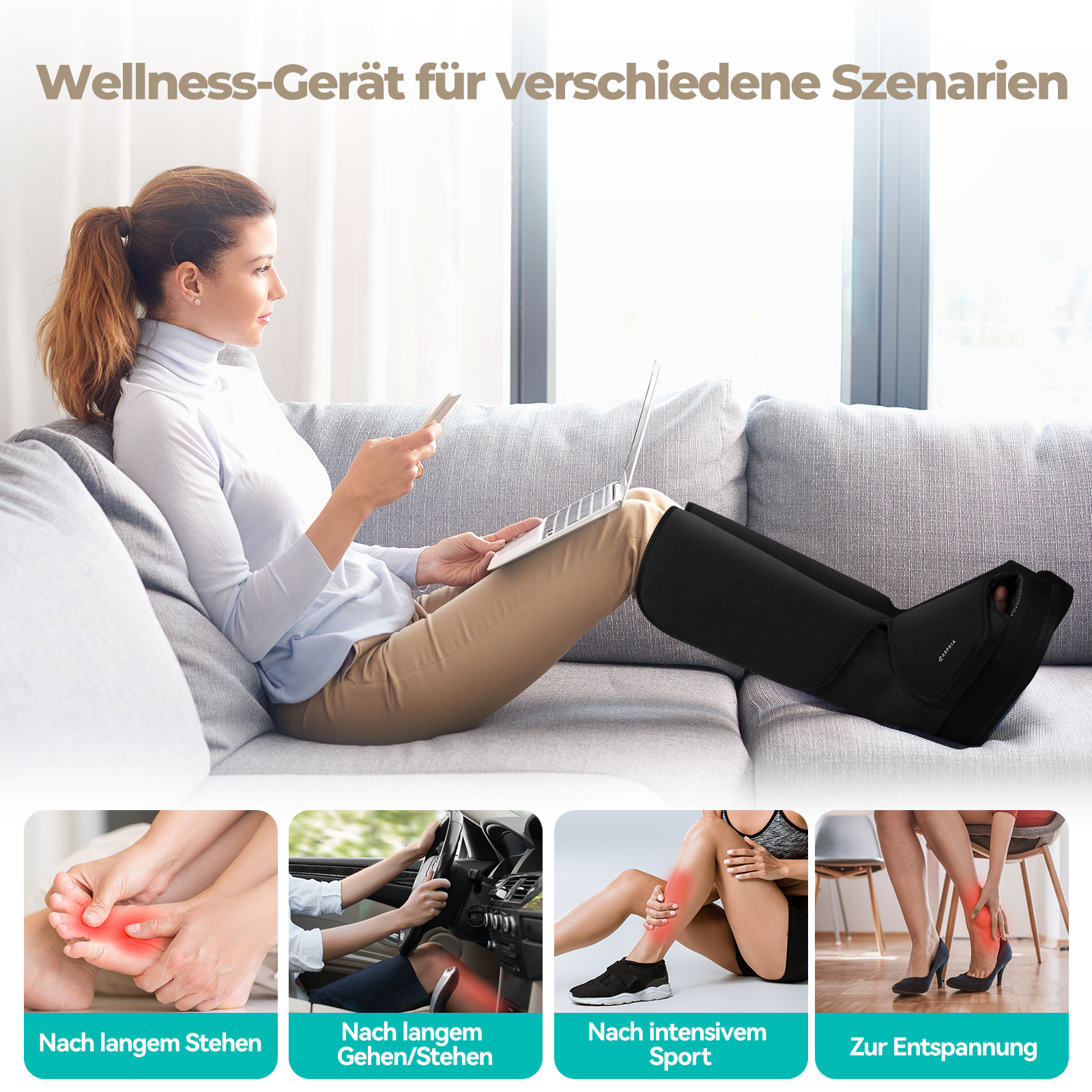 Aspria Cloudwalk Fußmassagegerät mit Wärmefunktion, Shiatsu Tiefkneten & 360° Luftkompression