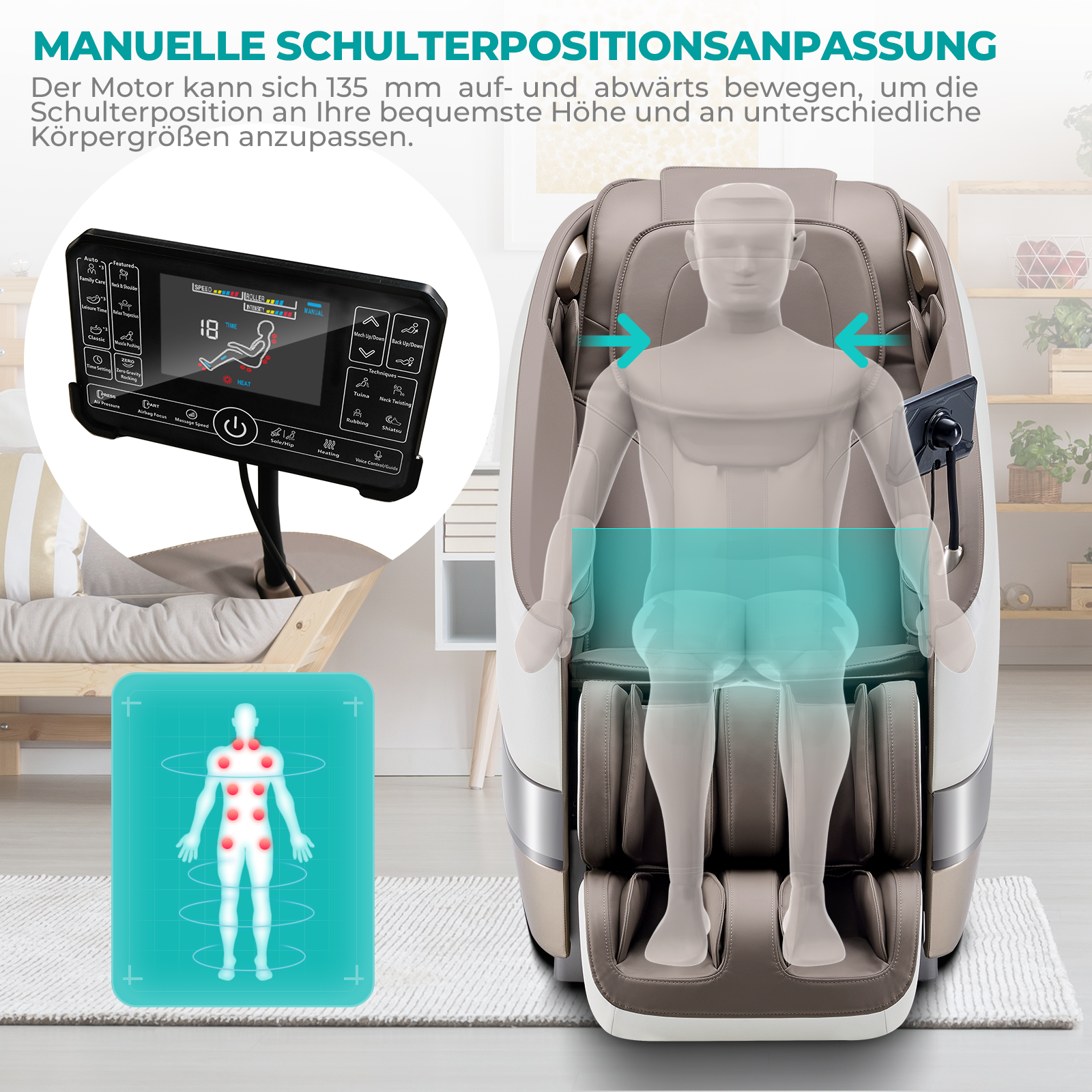 NAIPO Tai Chi Flow Massagesessel für Ganzkörpermassage mit Wärme, Zero-Gravity, Nacken- und Schultermassage, Gebraucht/Generalüberholt