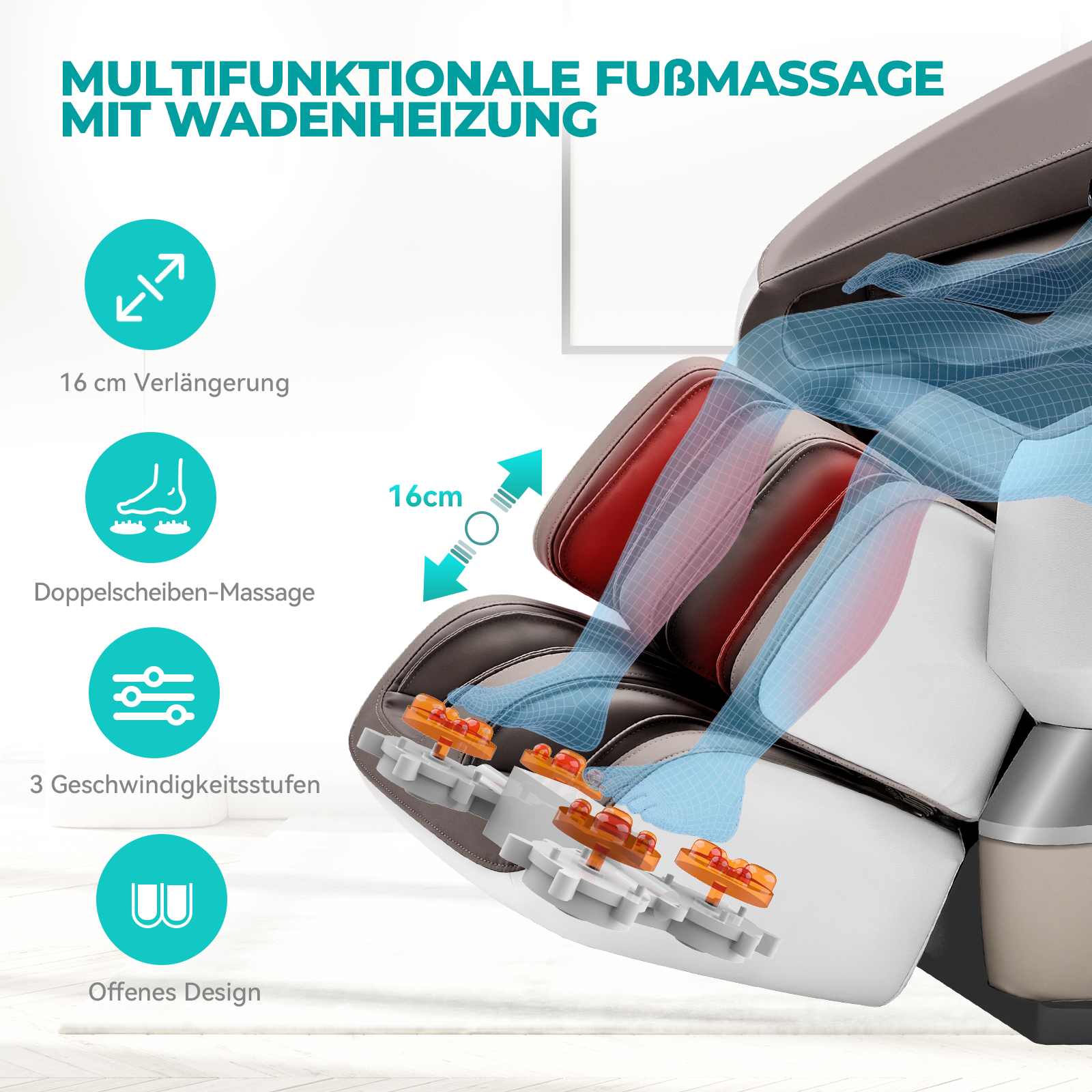 NAIPO Tai Chi Flow Massagesessel für Ganzkörpermassage mit Wärme, Zero-Gravity, Nacken- und Schultermassage, Gebraucht/Generalüberholt