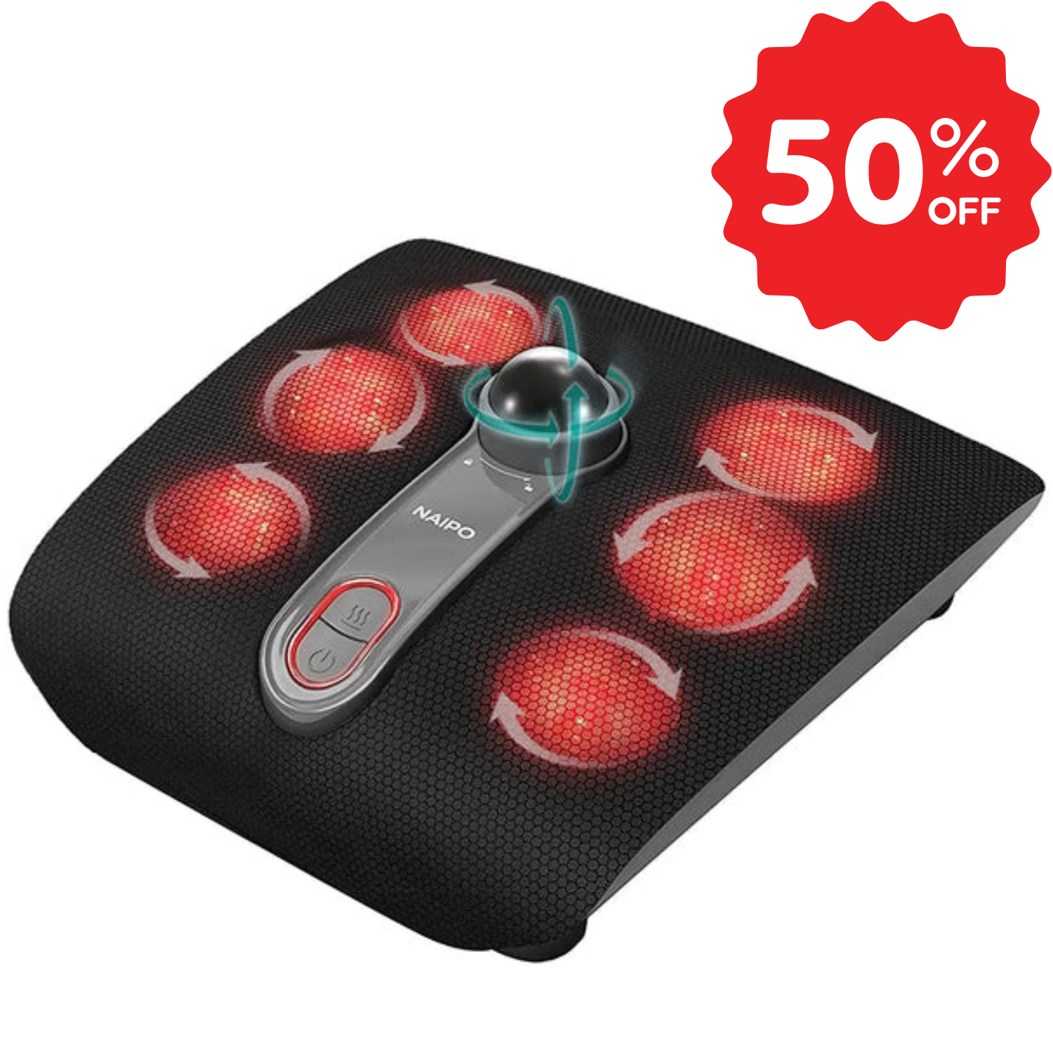 Naipo Fussmassagegerät Shiatsu Fußmassagegerät Elektrische Fussmassage it Wärmefunktion und 18 Massageknoten für Fußpflege für Zuhause Büro