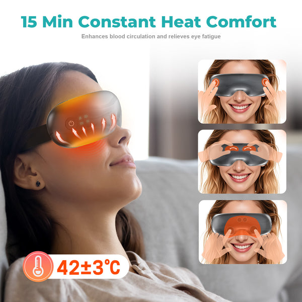 Eyecloud Vision - Eye Massager with Heat & Bluetooth Music, Visible Design, Air Compression Massage, Eye Relaxing Massage for Strained/Dry Eyes, Gifts for Women Men Friends Family