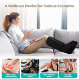 Aspria by Naipo foot massager, 2-in-1 calf foot massager with air compression, vibration and heat therapy, leg-foot massage boot for swollen legs, oedema, cordless design, Black