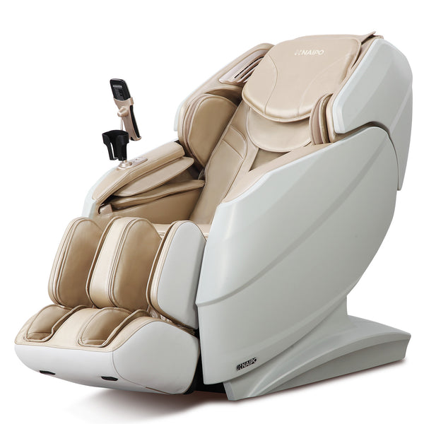 NAIPO ZenFlow massage Chair for full body massage with heat shawl, dual motor for whole-body massage, R50 (White Gold)
