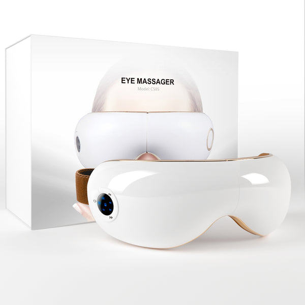 Aspria Eye Massager with Heat, 5 Modes, Vibration, Air Compression Massage, LED Display, Relax Music, Rechargeable Massager for Strained Eyes, Portable, Ideal Present for Women Men Friends Family