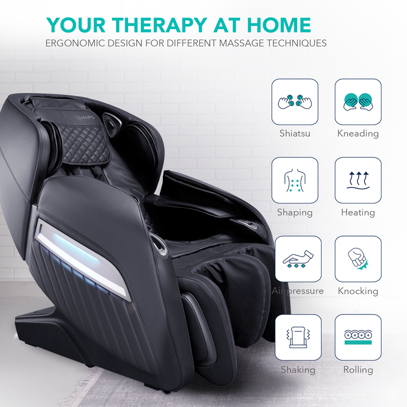 Shiatsu Zero Gravity Massage Chair, 3D Surround Sound Speakers, For Office/Shop/Salon/Hotel Use, Black