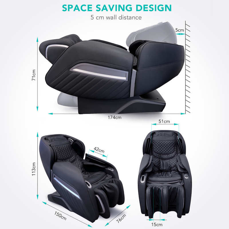 Shiatsu Zero Gravity Massage Chair, 3D Surround Sound Speakers, For Office/Shop/Salon/Hotel Use, Black