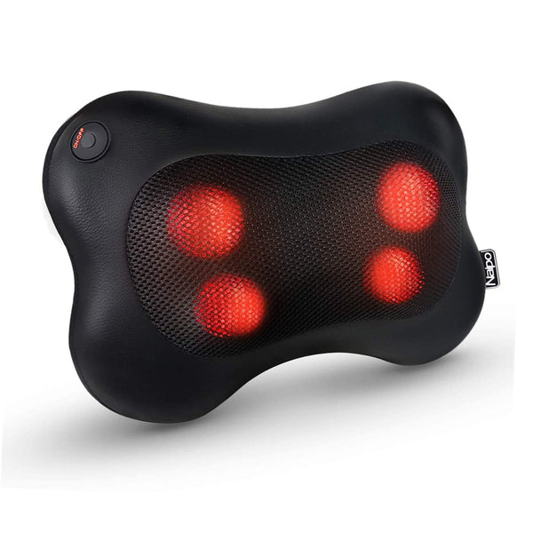 Naipo Shiatsu Massage Pillow Neck Massagers Massage for Shoulder Back with 3D Massage Heads and Infrared Heat Function in Car Office Home