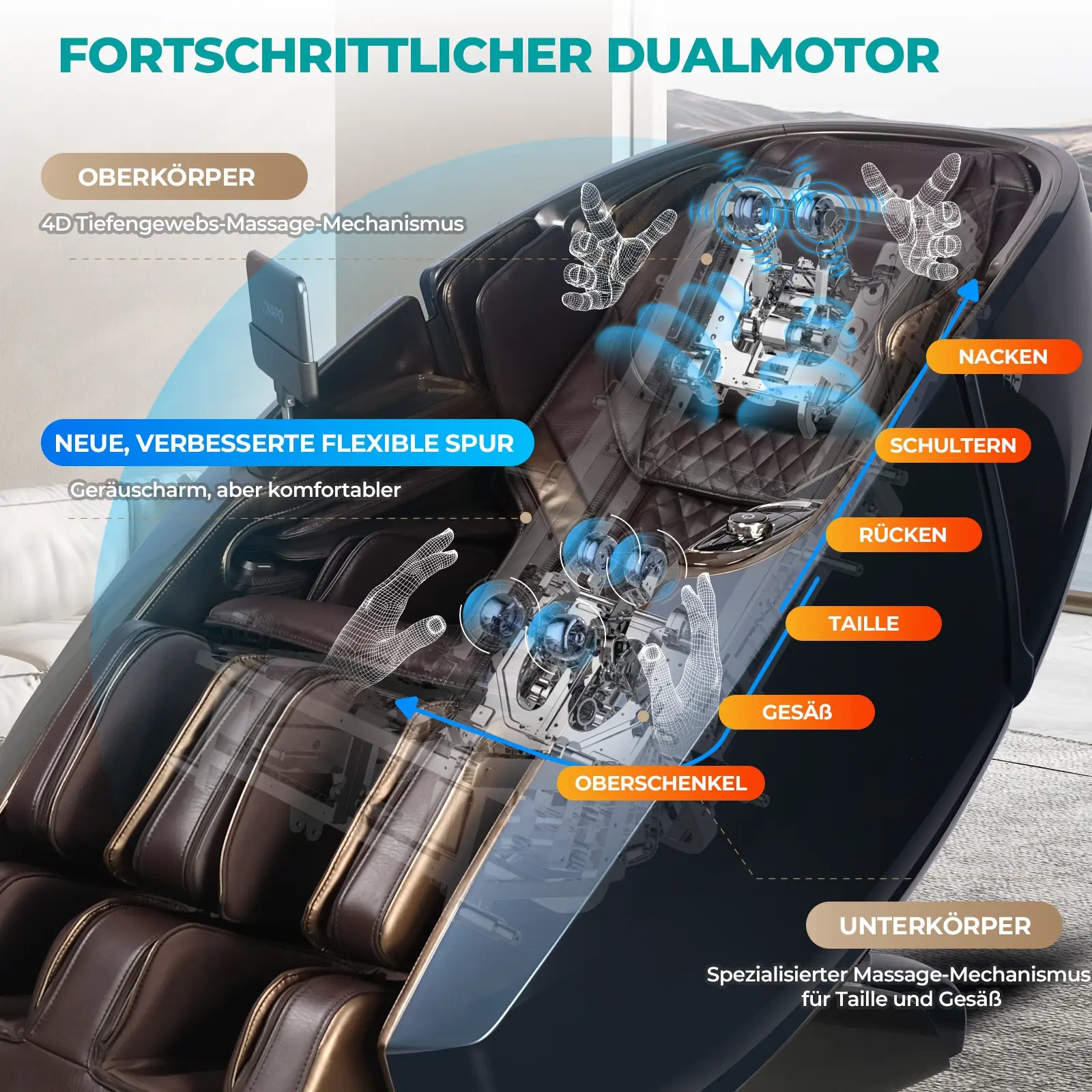 NAIPO 4D High-End Massagesessel S89, Raumkapsel-Design, Aromatherapie, Wärmetherapie, 8-Zoll-Tablet-Steuerung