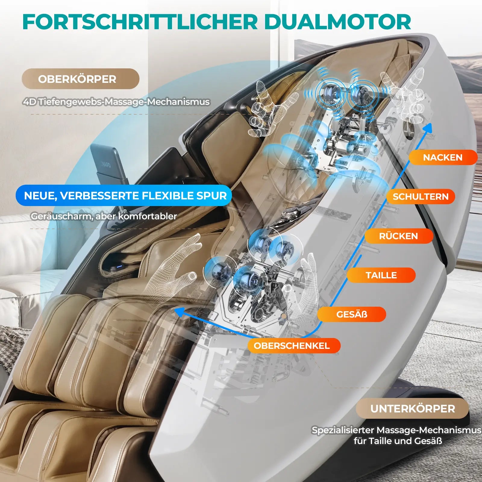 NAIPO 4D High-End Massagesessel S89, Raumkapsel-Design, Aromatherapie, Wärmetherapie, 8-Zoll-Tablet-Steuerung