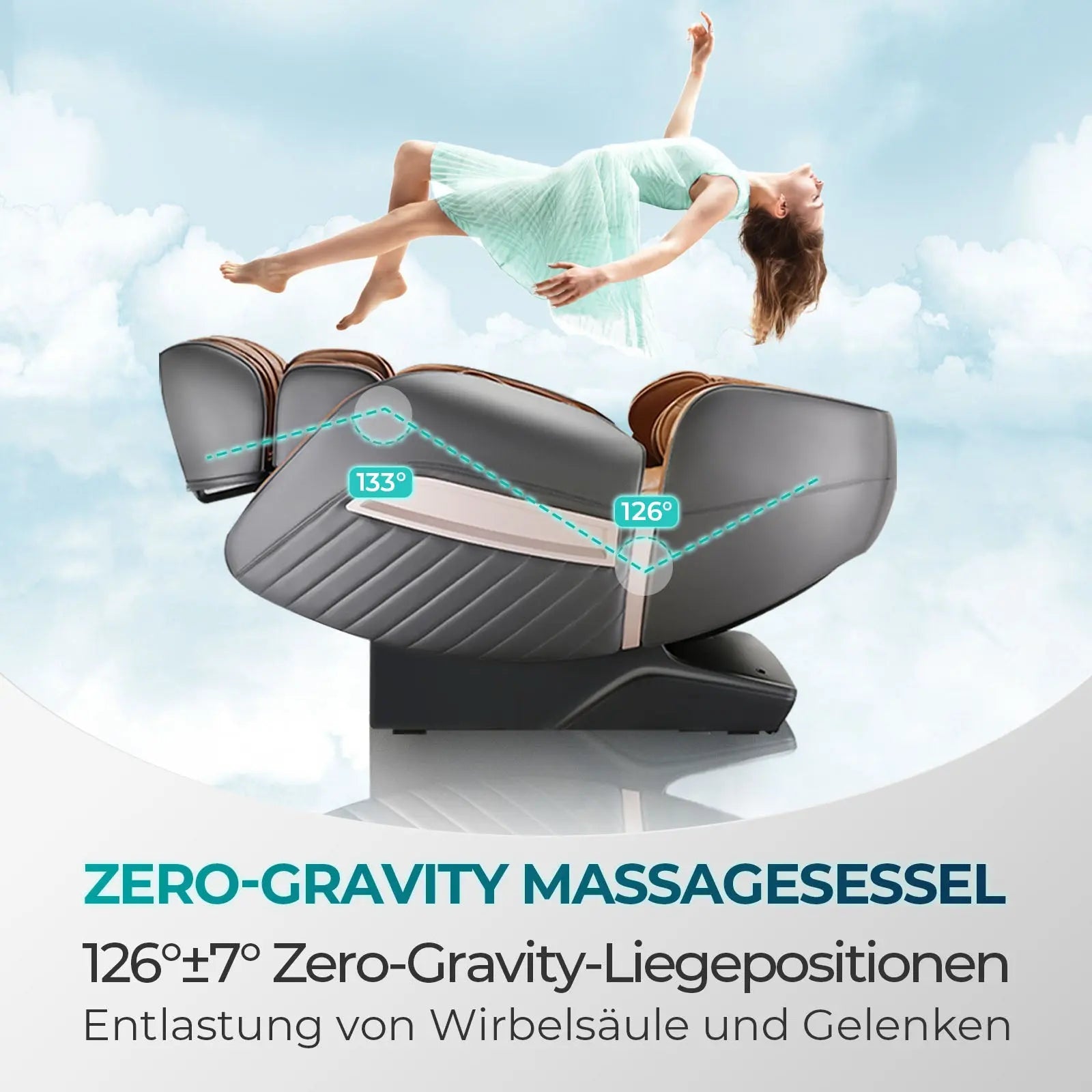 NAIPO® Premium Aspria Massagesessel, Tai Chi Massagestuhl für Ganzkörpermassage mit Wärmetherapie,  Meister für Nacken- und Schultermassage, für Zuhause, Hotels, Salons, Büros verwenden (Grau)