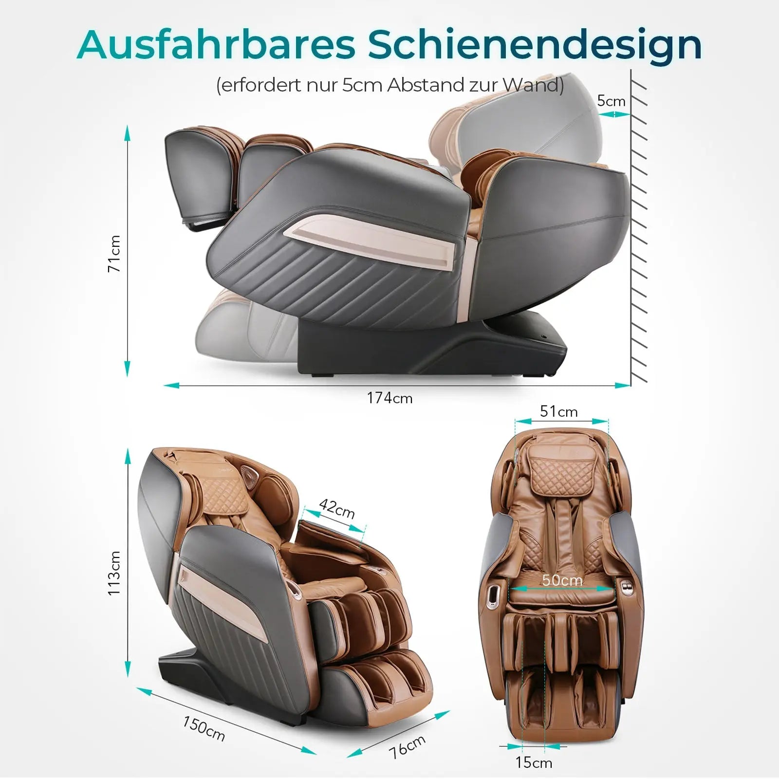 NAIPO® Premium Aspria Massagesessel, Tai Chi Massagestuhl für Ganzkörpermassage mit Wärmetherapie,  Meister für Nacken- und Schultermassage, für Zuhause, Hotels, Salons, Büros verwenden (Grau)