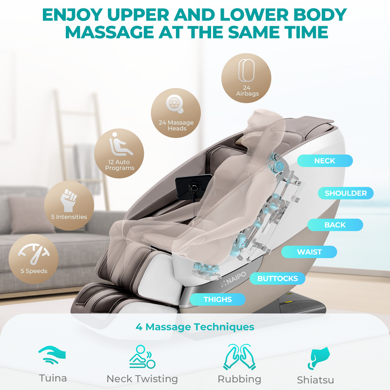 NAIPO Tai Chi Flow massage chair for full body massage with heat therapy, master for neck and shoulder massage