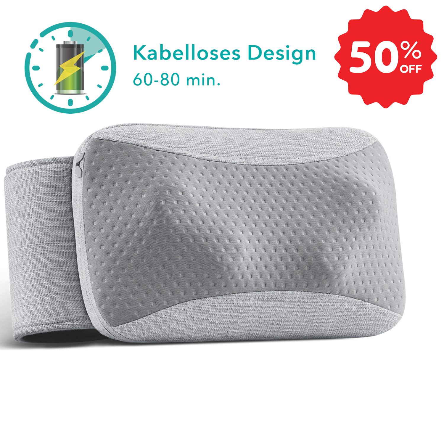 NAIPO oPillow™ Massagekissen Shiatsu, Mit Akku & Wärmefunktion