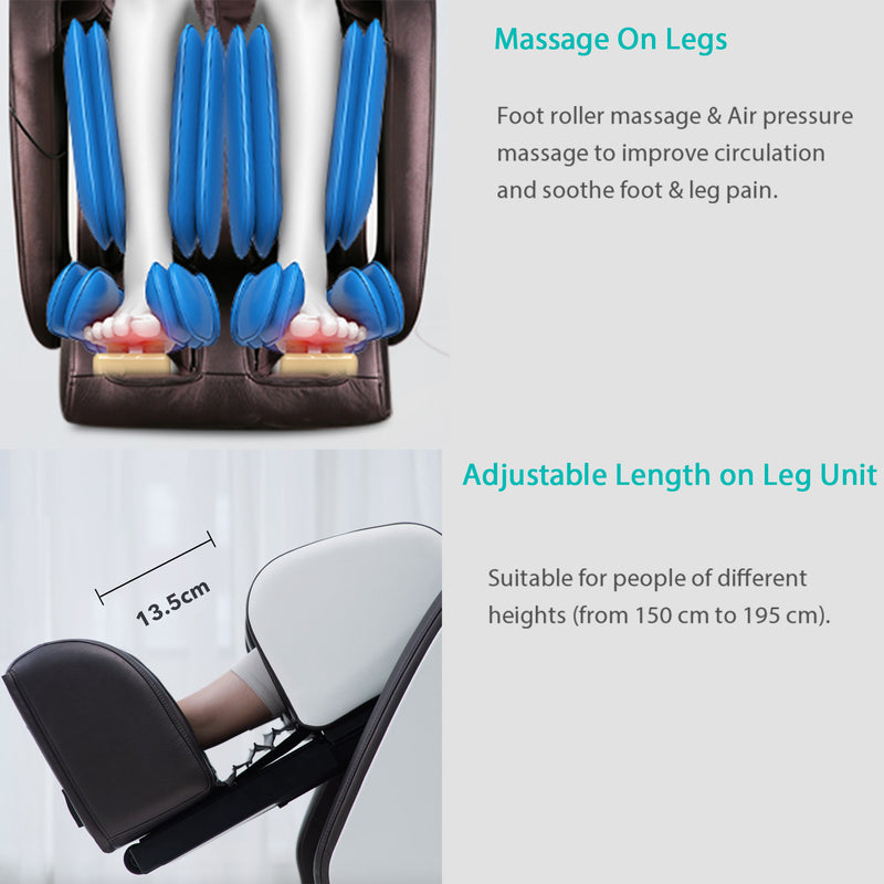 Naipo 4D Full Body Massage Chair, Zero-Gravity Reclining, Heat Function, USB, Bluetooth