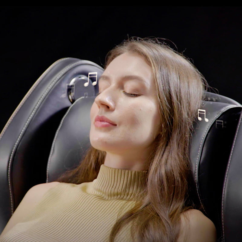 NAIPO Premium Massage Chair with Lying Position, Bluetooth, Space-Saving, Black&Brown