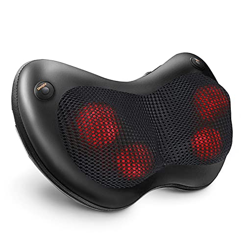 Naipo Neck and Back Massager with Heat Shiatsu Massage Pillow Deep Kneading Massager for Shoulder, Back, Waist Muscle Pain Relief Relax at Home Office Car, Gift Idea for Women&Men