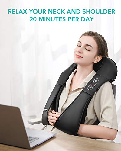 Naipo Neck Shoulder Massager Shiatsu Electric Back Massagers with Heat and Deep Tissue 3D Kneading Massage for Muscle Pain Relief
