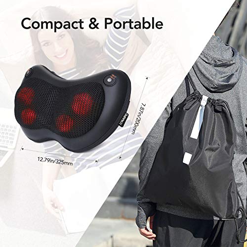 Naipo Neck and Back Massager with Heat Shiatsu Massage Pillow Deep Kneading Massager for Shoulder, Back, Waist Muscle Pain Relief Relax at Home Office Car, Gift Idea for Women&Men