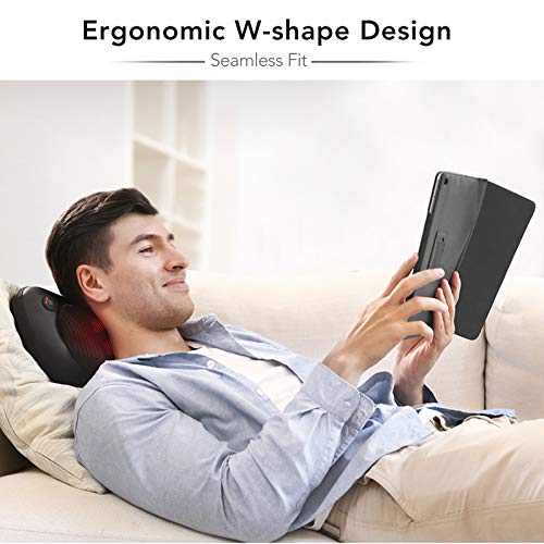 Naipo Neck and Back Massager with Heat Shiatsu Massage Pillow Deep Kneading Massager for Shoulder, Back, Waist Muscle Pain Relief Relax at Home Office Car, Gift Idea for Women&Men