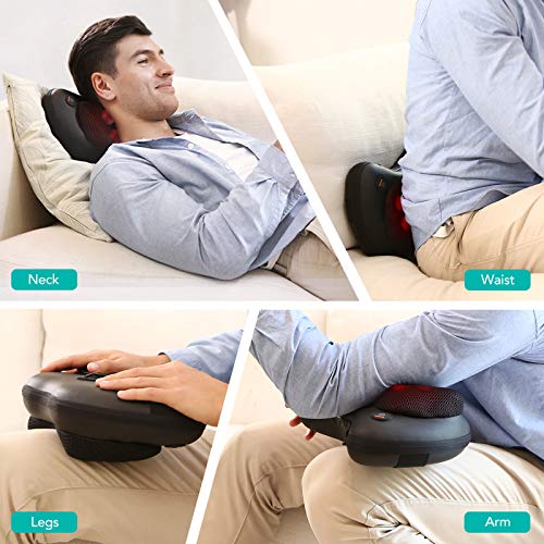 Naipo Neck and Back Massager with Heat Shiatsu Massage Pillow Deep Kneading Massager for Shoulder, Back, Waist Muscle Pain Relief Relax at Home Office Car, Gift Idea for Women&Men