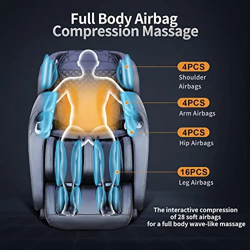 Aspria Massagesessel Shiatsu Zero-Gravity Liegesessel für Ganzkörpermassage, elektrischer Massagestuhl mit Wärmefunktion, bionischen Massagetechniken, USB, Bluetooth, Relaxsessel Für Zuhause und Büro